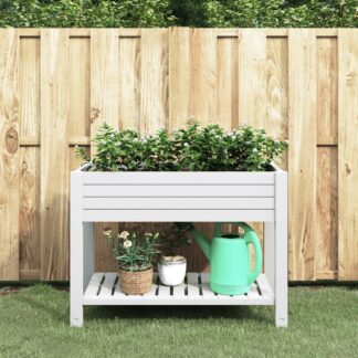 vidaXL Ζαρντινιέρα Κήπου Υπερυψωμένη Λευκή 110x45x79 εκ. Πολυπρ/λένιο