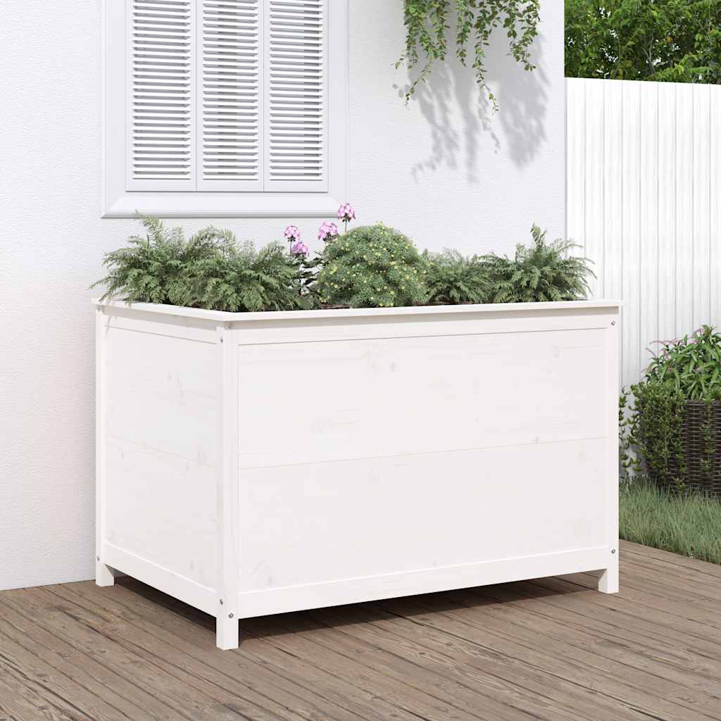vidaXL Ζαρντινιέρα Υπερυψ. Λευκή 119,5x82,5x78 εκ. Μασίφ Ξύλο Πεύκου
