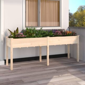 vidaXL Γλάστρα με Επένδυση 203 x 53 x 76 εκ. από Μασίφ Ξύλο Ελάτης