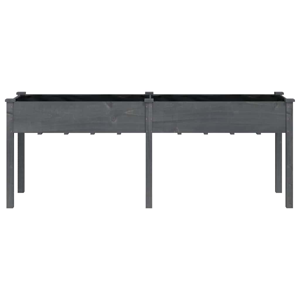 vidaXL Γλάστρα με Επένδυση Γκρι 203x53x76 εκ. από Μασίφ Ξύλο Ελάτης - Image 4