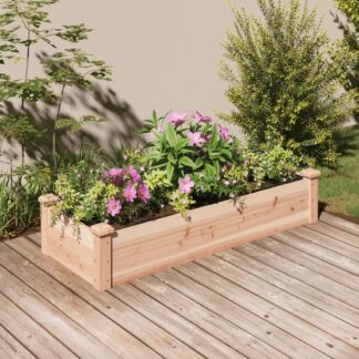 vidaXL Ζαρντινιέρα Υπερυψ. με Επένδυση 120x45x25 εκ. Μασίφ Ξύλο Ελάτης