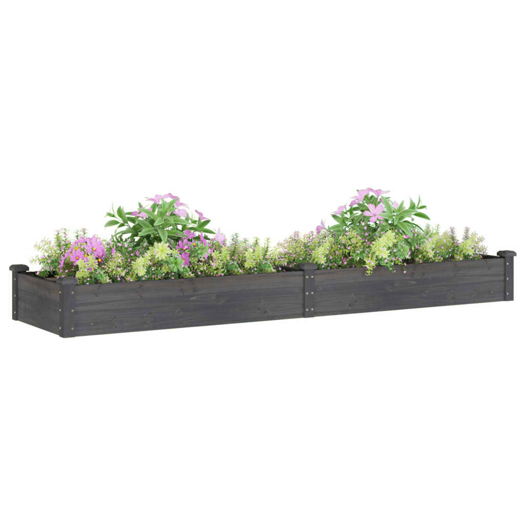 vidaXL Ζαρντινιέρα Υπερυψ. με Επένδυση Γκρι 240x60x25 εκ. Μασίφ Ελάτη - Image 3