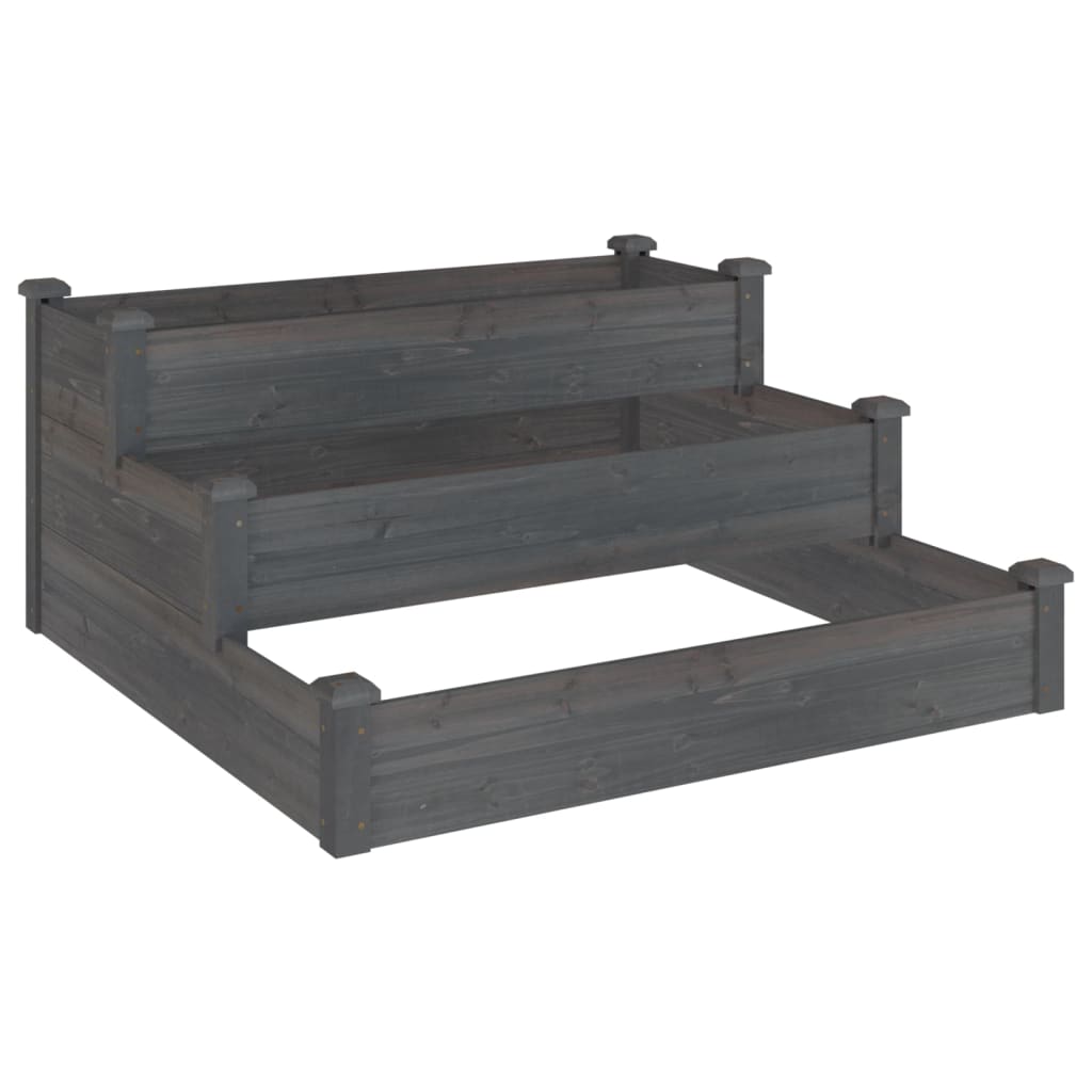 vidaXL Ζαρντινιέρα Υπερυψωμένη Γκρι 120x120x56 εκ. Μασίφ Ξύλο Ελάτης - Image 2