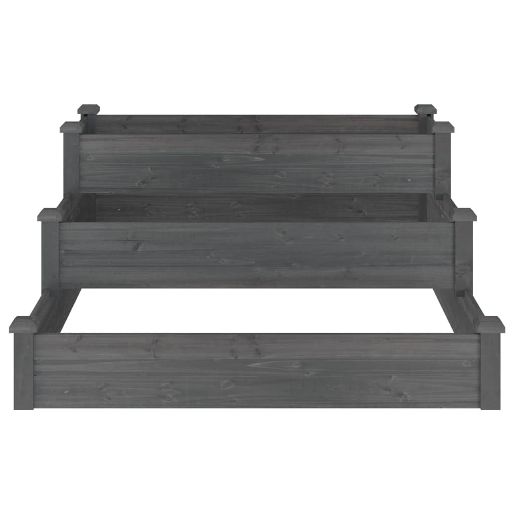 vidaXL Ζαρντινιέρα Υπερυψωμένη Γκρι 120x120x56 εκ. Μασίφ Ξύλο Ελάτης - Image 4