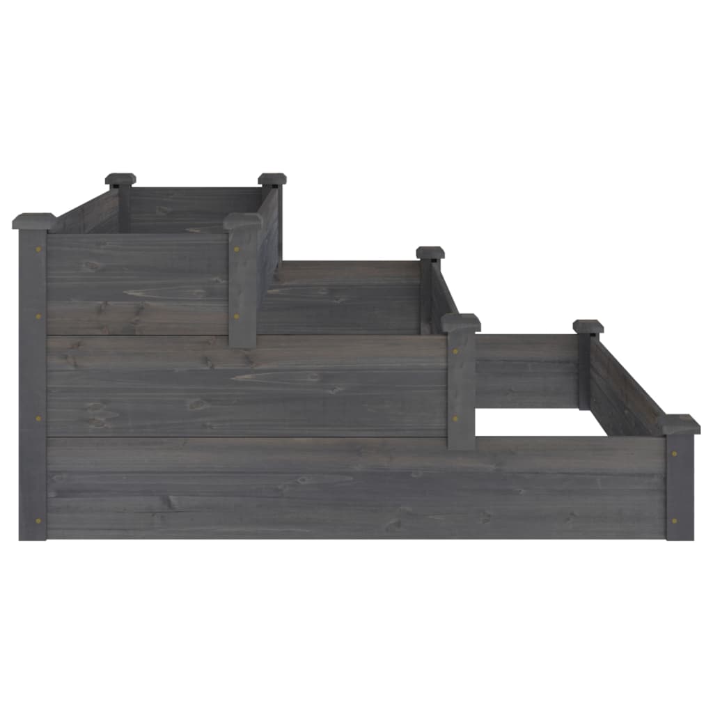vidaXL Ζαρντινιέρα Υπερυψωμένη Γκρι 120x120x56 εκ. Μασίφ Ξύλο Ελάτης - Image 5