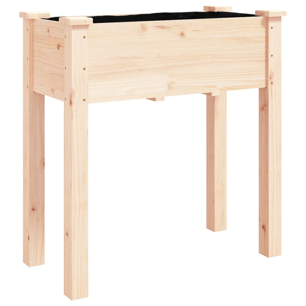 vidaXL Γλάστρα με Ρόδες & Επένδυση Καφέ 71x37x80 εκ. Μασίφ Ξύλο Ελάτης - Image 3