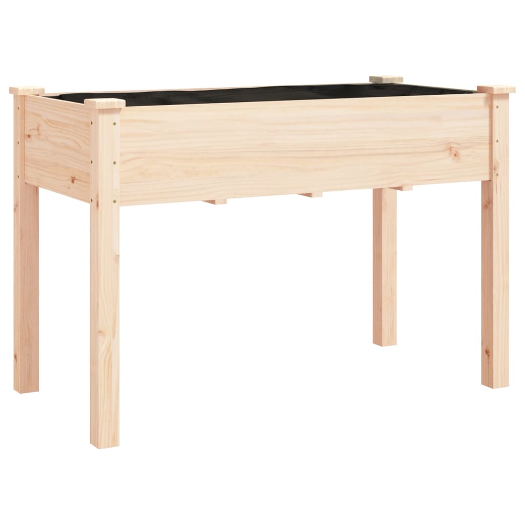 vidaXL Γλάστρα με Ρόδες & Επένδυση Καφέ 118x59x80εκ. Μασίφ Ξύλο Ελάτης - Image 3