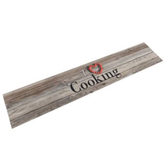 vidaXL Χαλί Κουζίνας Πλενόμενο Γκρι Επιγρ. Cooking 60x300 εκ. Βελούδο