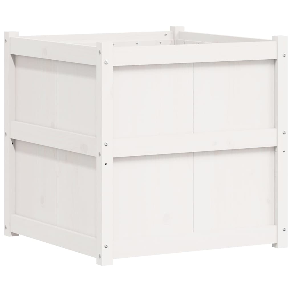 vidaXL Ζαρντινιέρα Λευκή 70 x 70 x 70 εκ. από Μασίφ Ξύλο Πεύκου - Image 2