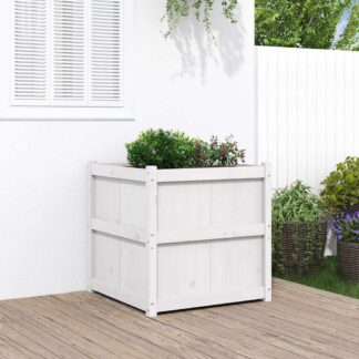 vidaXL Ζαρντινιέρα Λευκή 70 x 70 x 70 εκ. από Μασίφ Ξύλο Πεύκου