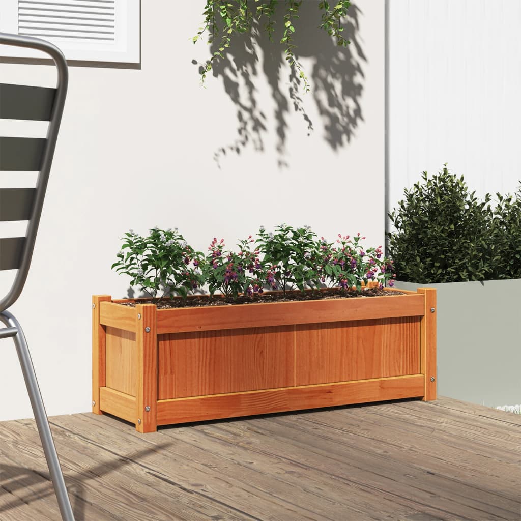 vidaXL Ζαρντινιέρα Καφέ Κεριού 90 x 31 x 31 εκ. από Μασίφ Ξύλο Πεύκου - Image 3