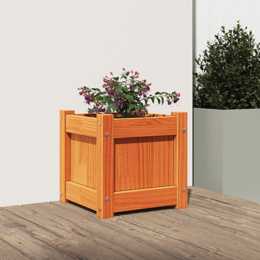 vidaXL Ζαρντινιέρα Καφέ 31 x 31 x 31 εκ. από Μασίφ Ξύλο Πεύκου - Image 3