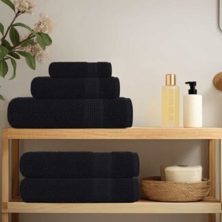 vidaXL Πετσέτες Σάουνας FROGN 10 τεμ. Μαύρες 80x200 εκ. 360 γρ./μ²
