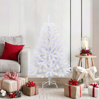 vidaXL Τεχνητό Χριστουγεννιάτικο Δέντρο 150 LED PVC και Ατσάλι Λευκό
