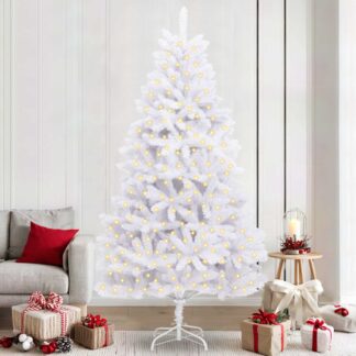 vidaXL Τεχνητό Χριστουγεννιάτικο Δέντρο 300 LED PVC και Ατσάλι Λευκό