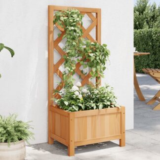 vidaXL Γλάστρα με Πλέγμα Καφέ 40x30x90 εκ. από Μασίφ Ξύλο Ελάτης