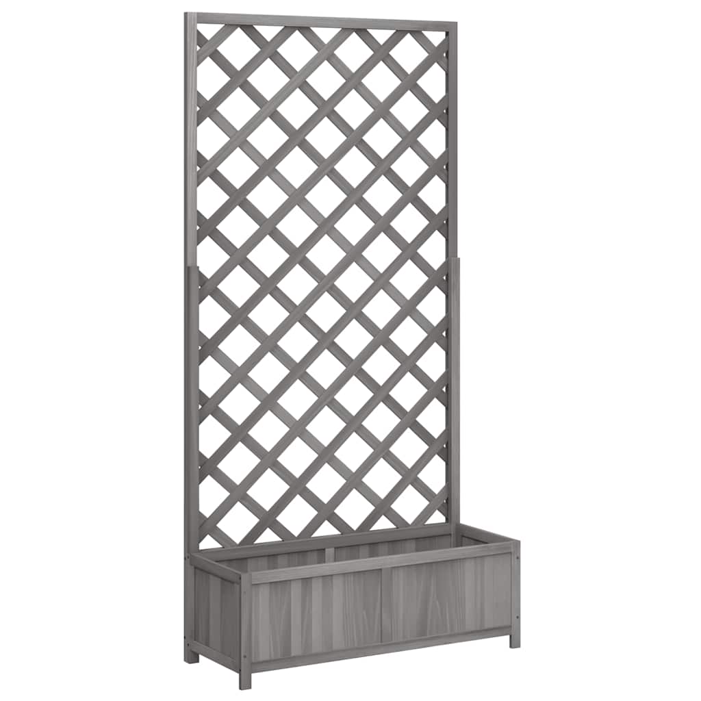 vidaXL Γλάστρα με Πλέγμα Γκρι 90x35x180 εκ. από Μασίφ Ξύλο Ελάτης - Image 2