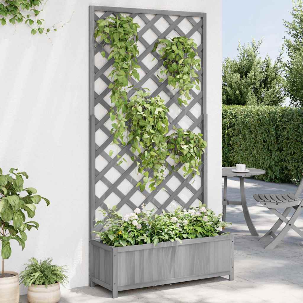 vidaXL Γλάστρα με Πλέγμα Γκρι 90x35x180 εκ. από Μασίφ Ξύλο Ελάτης - Image 3