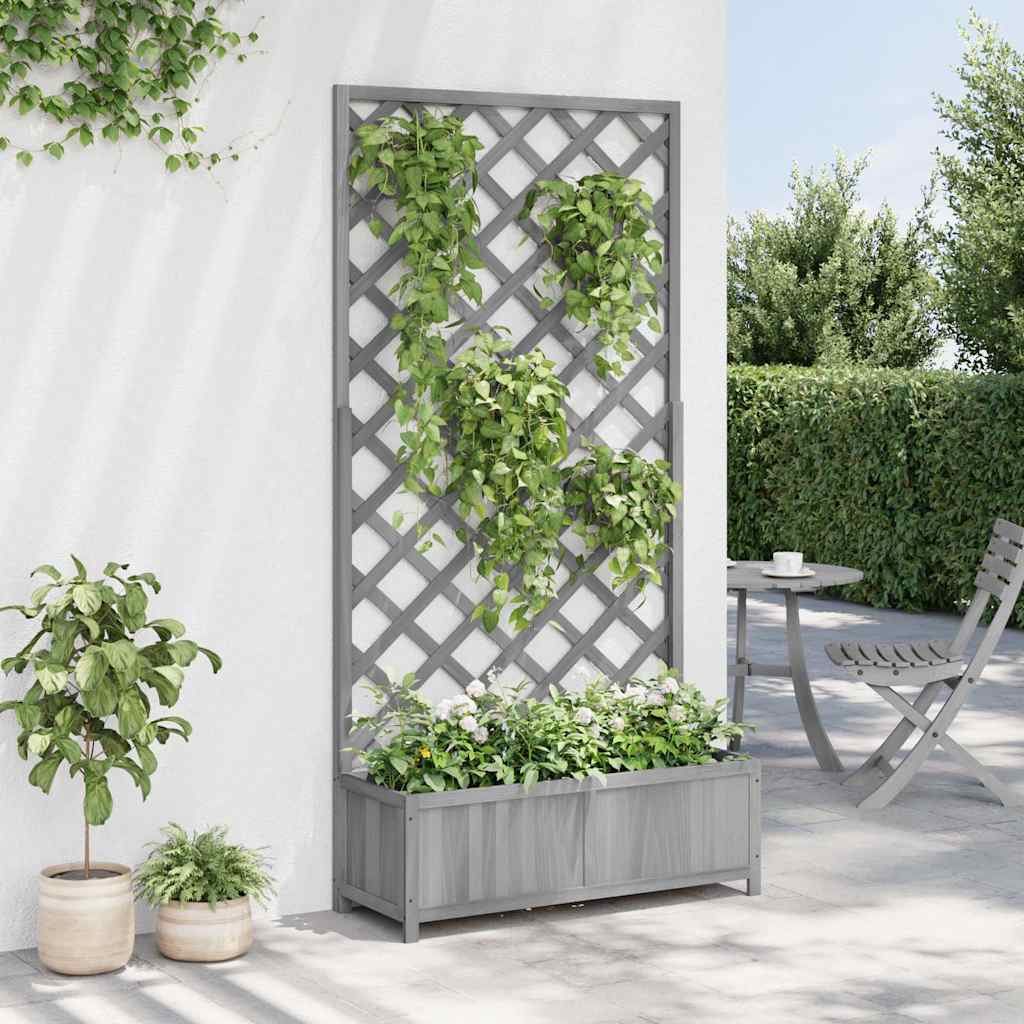 vidaXL Γλάστρα με Πλέγμα Γκρι 90x35x180 εκ. από Μασίφ Ξύλο Ελάτης - Image 4