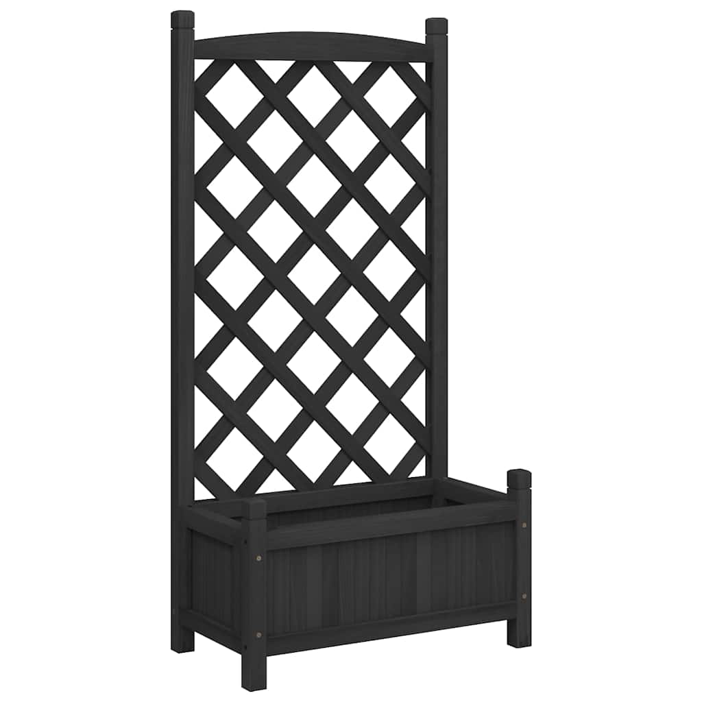 vidaXL Γλάστρα με Πλέγμα Μαύρη 55x29,5x110 εκ. από Μασίφ Ξύλο Ελάτης - Image 2