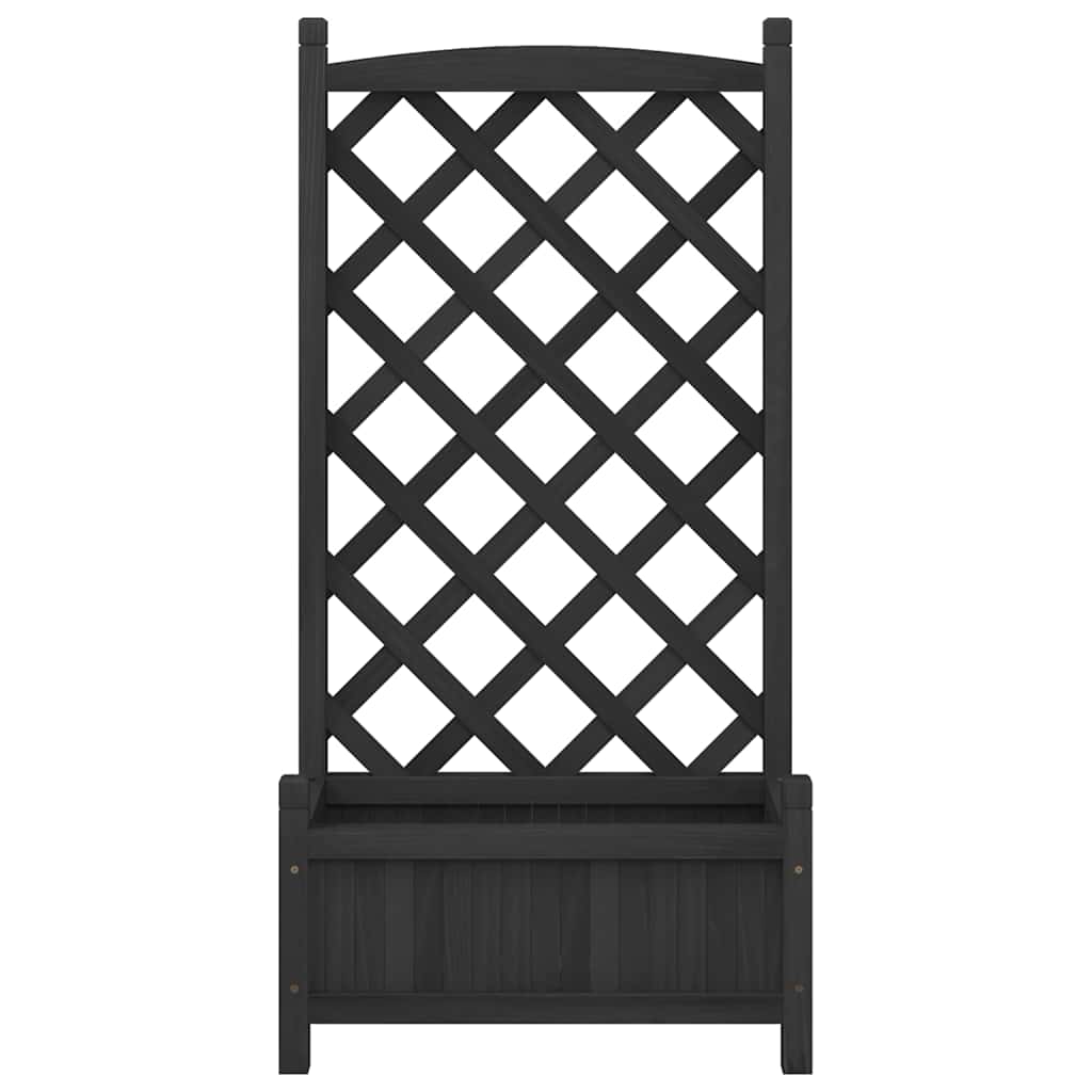 vidaXL Γλάστρα με Πλέγμα Μαύρη 55x29,5x110 εκ. από Μασίφ Ξύλο Ελάτης - Image 4