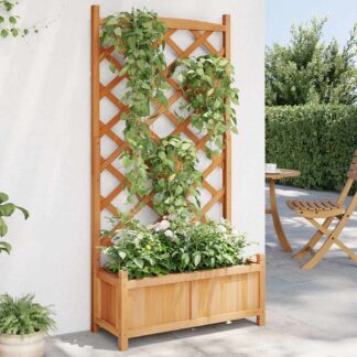 vidaXL Γλάστρα με Πλέγμα Καφέ 75x35x150 εκ. από Μασίφ Ξύλο Ελάτης