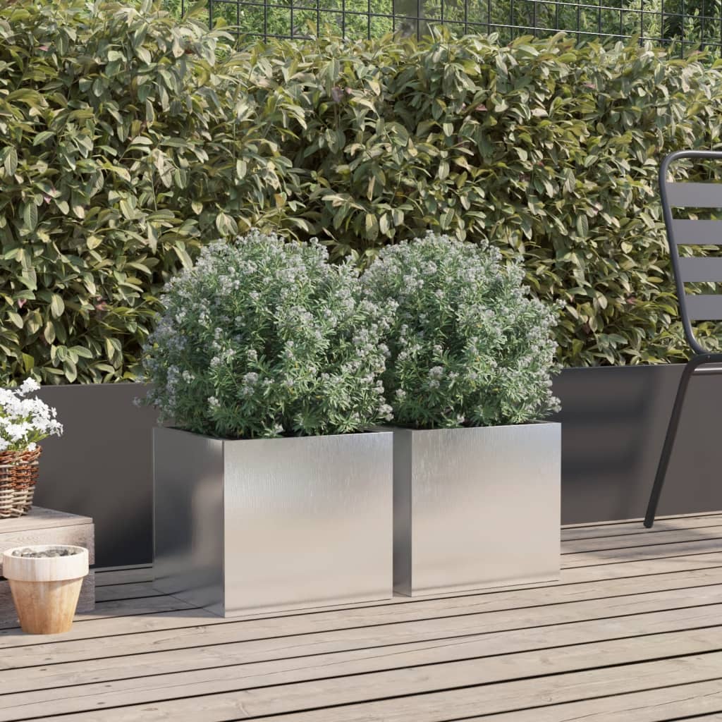 vidaXL Ζαρντινιέρες 2 τεμ. Ασημί 32x30x29 εκ. από Ανοξείδωτο Ατσάλι - Image 3