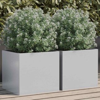 vidaXL Ζαρντινιέρες 2 τεμ. Ασημί 32x30x29 εκ. από Γαλβανισμένο Χάλυβα