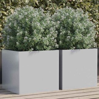 vidaXL Ζαρντινιέρες 2 τεμ. Ασημί 42 x 40 x 39 εκ. Γαλβανισμένο Χάλυβα