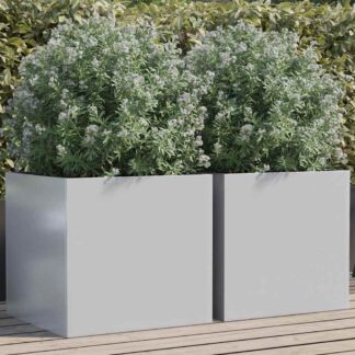 vidaXL Ζαρντινιέρες 2 τεμ. Ασημί 49x47x46 εκ. Γαλβανισμένο Χάλυβα