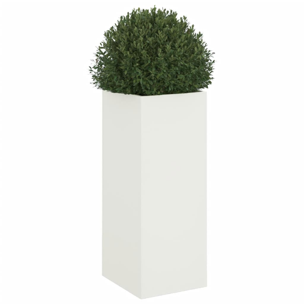 vidaXL Ζαρντινιέρα Λευκή 32x29x75 εκ. από Χάλυβα - Image 4
