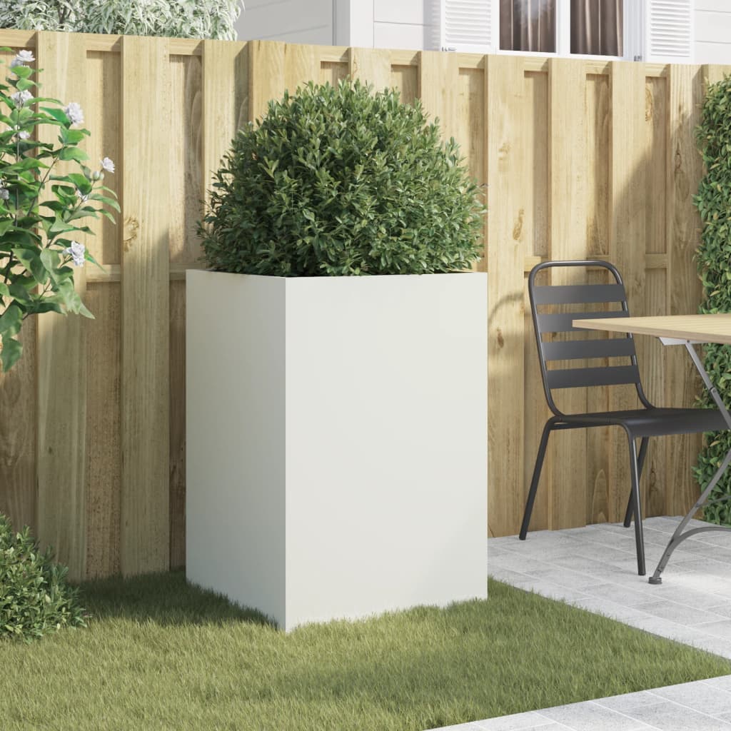 vidaXL Ζαρντινιέρα Λευκή 52x48x75 εκ. από Χάλυβα - Image 3