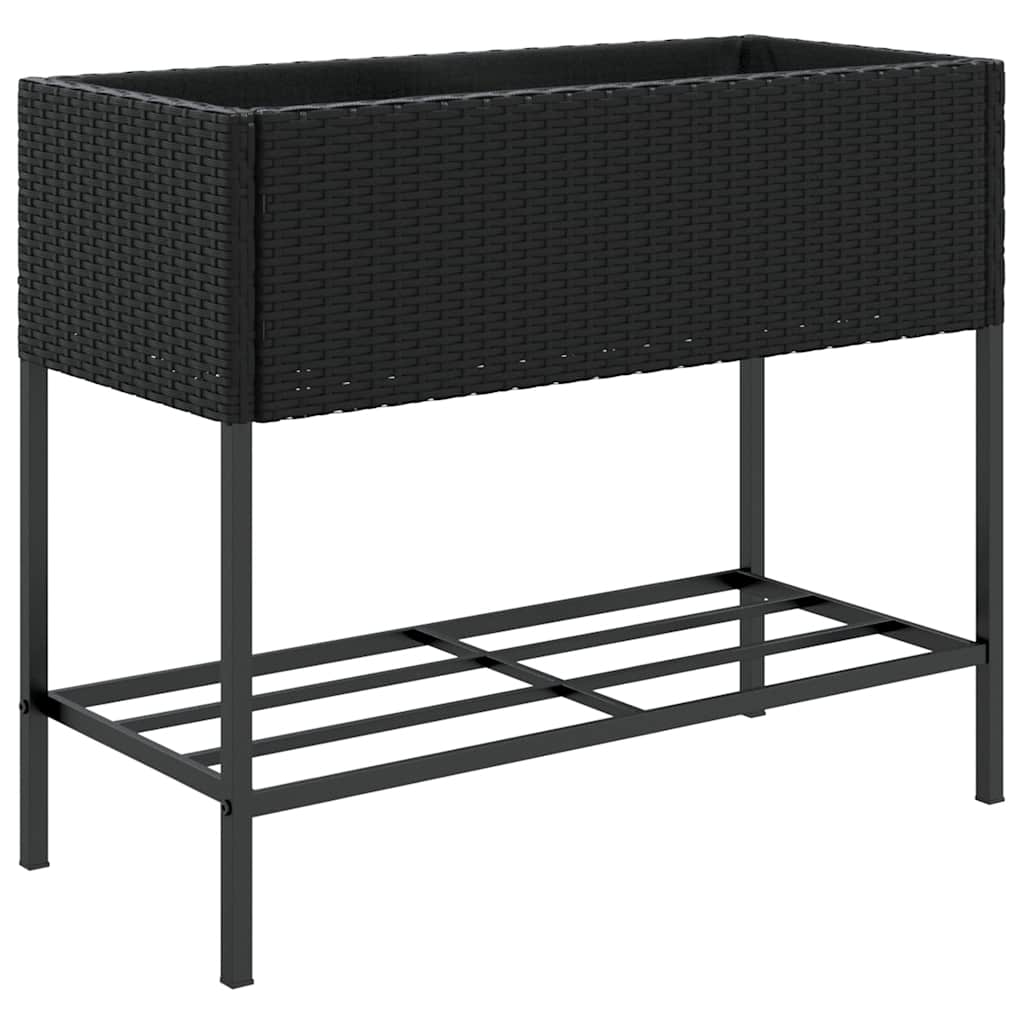 vidaXL Γλάστρες Κήπου με Ράφια 2 τεμ. Μαύρες 90x40x75εκ Συνθ. Ρατάν - Image 5