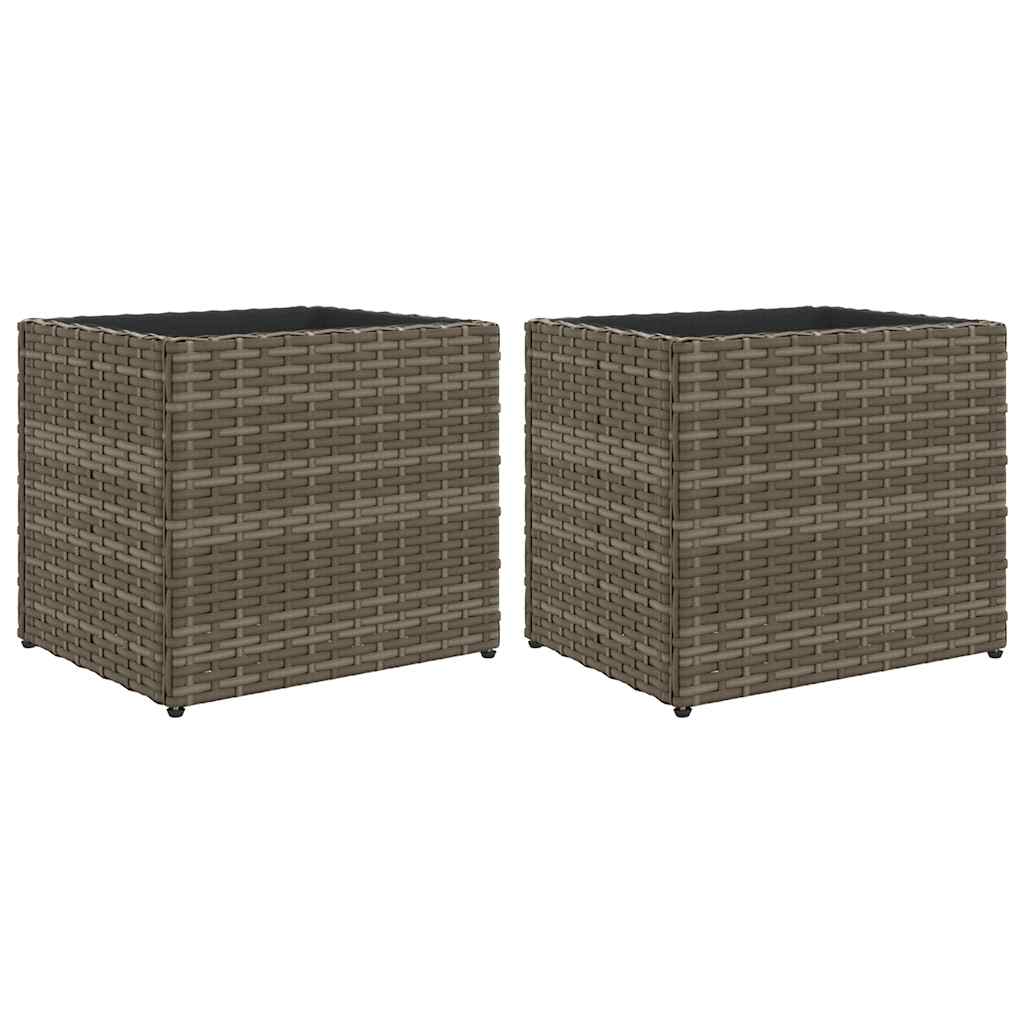 vidaXL Ζαρντινιέρες Κήπου 2 τεμ. Γκρι 36x30x32 εκ. από Συνθετικό Ρατάν - Image 2