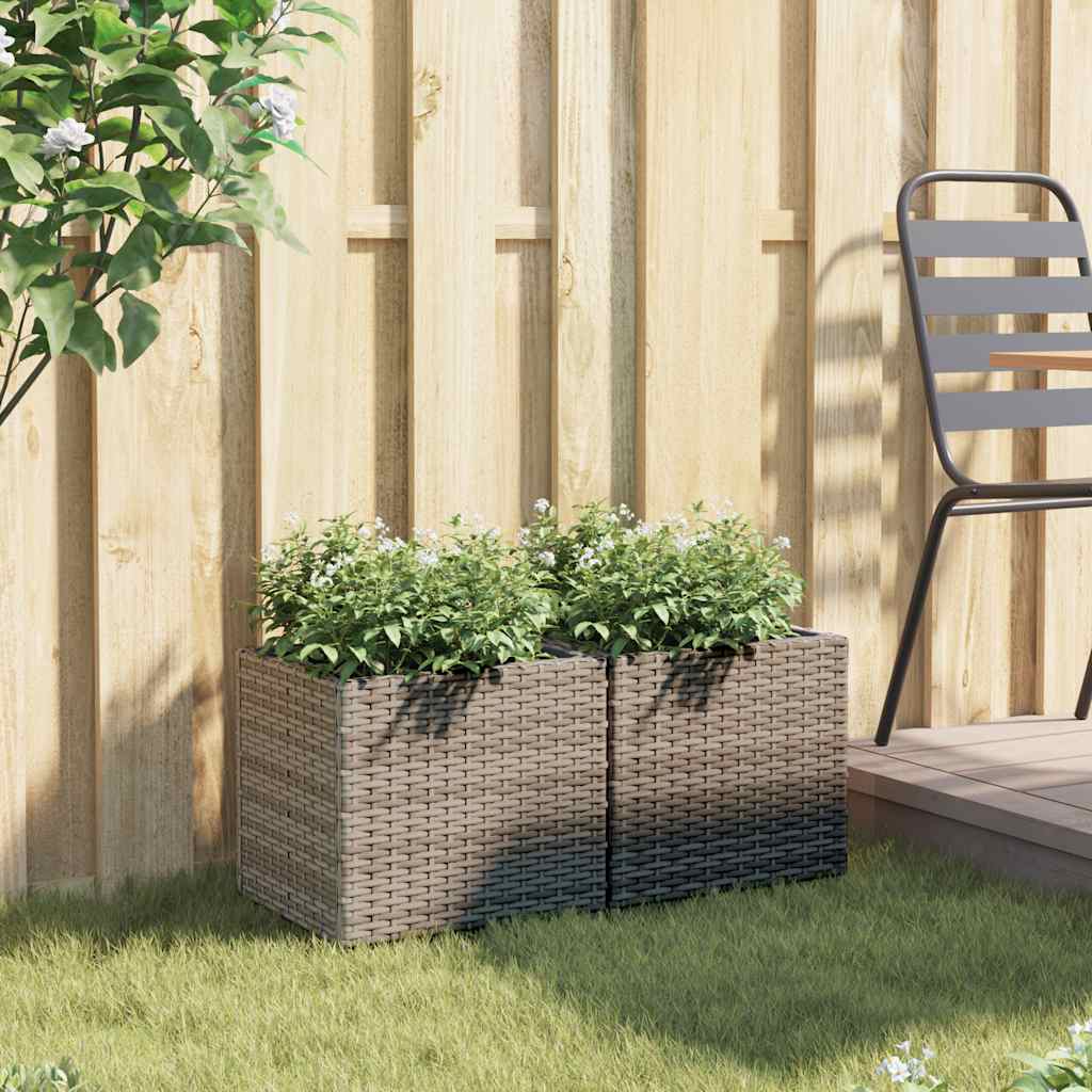 vidaXL Ζαρντινιέρες Κήπου 2 τεμ. Γκρι 36x30x32 εκ. από Συνθετικό Ρατάν - Image 3