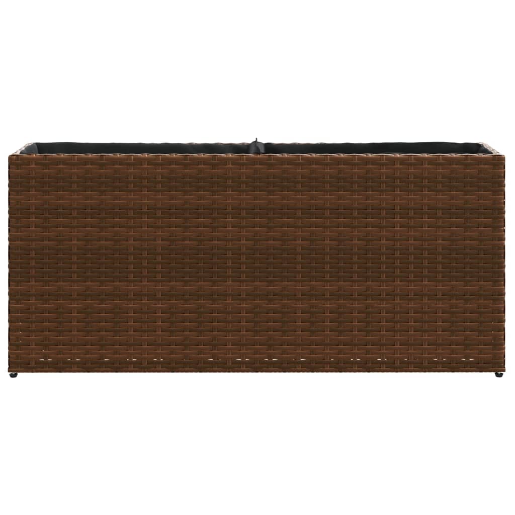 vidaXL Ζαρντινιέρα Κήπου Καφέ 90x20x40εκ. Συνθ. Ρατάν με 2 Γλάστρες - Image 5
