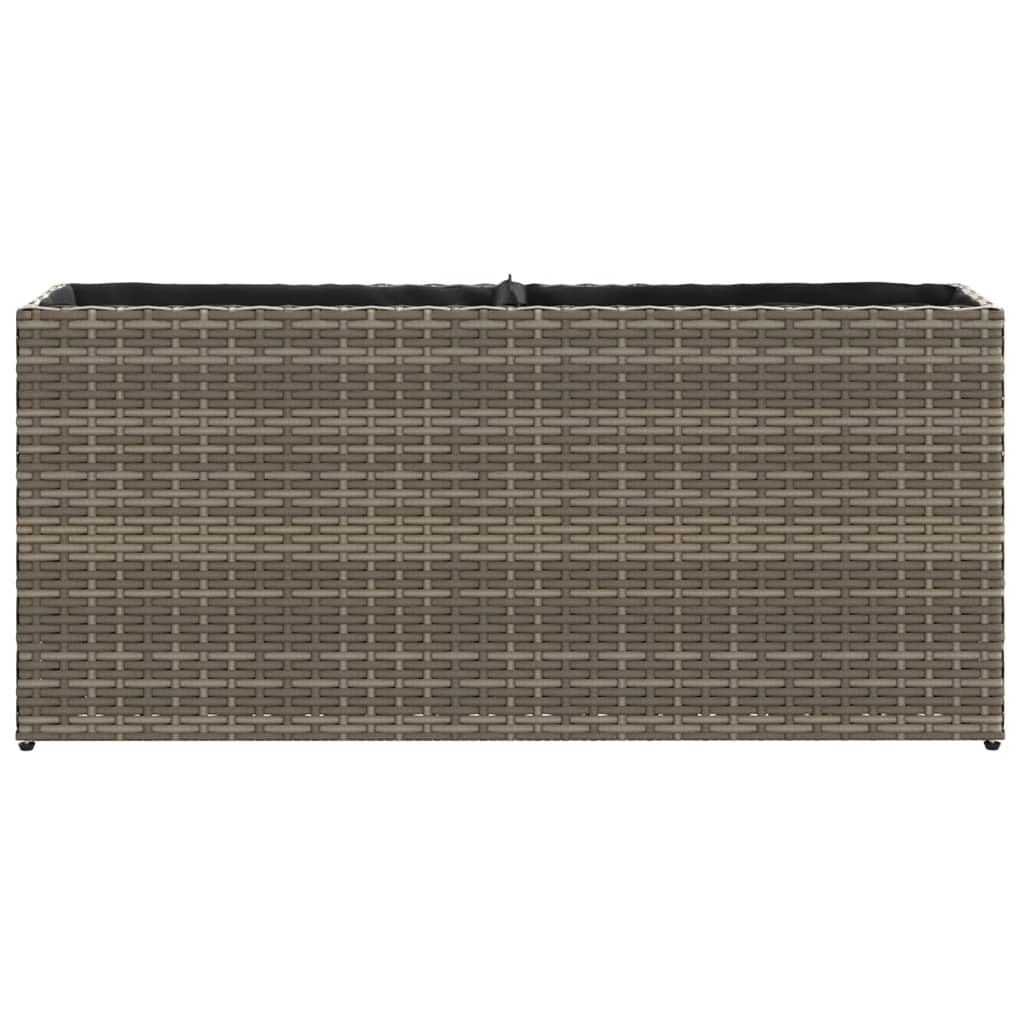 vidaXL Ζαρντινιέρα Κήπου Γκρι 90x20x40εκ. Συνθ. Ρατάν με 2 Γλάστρες - Image 5