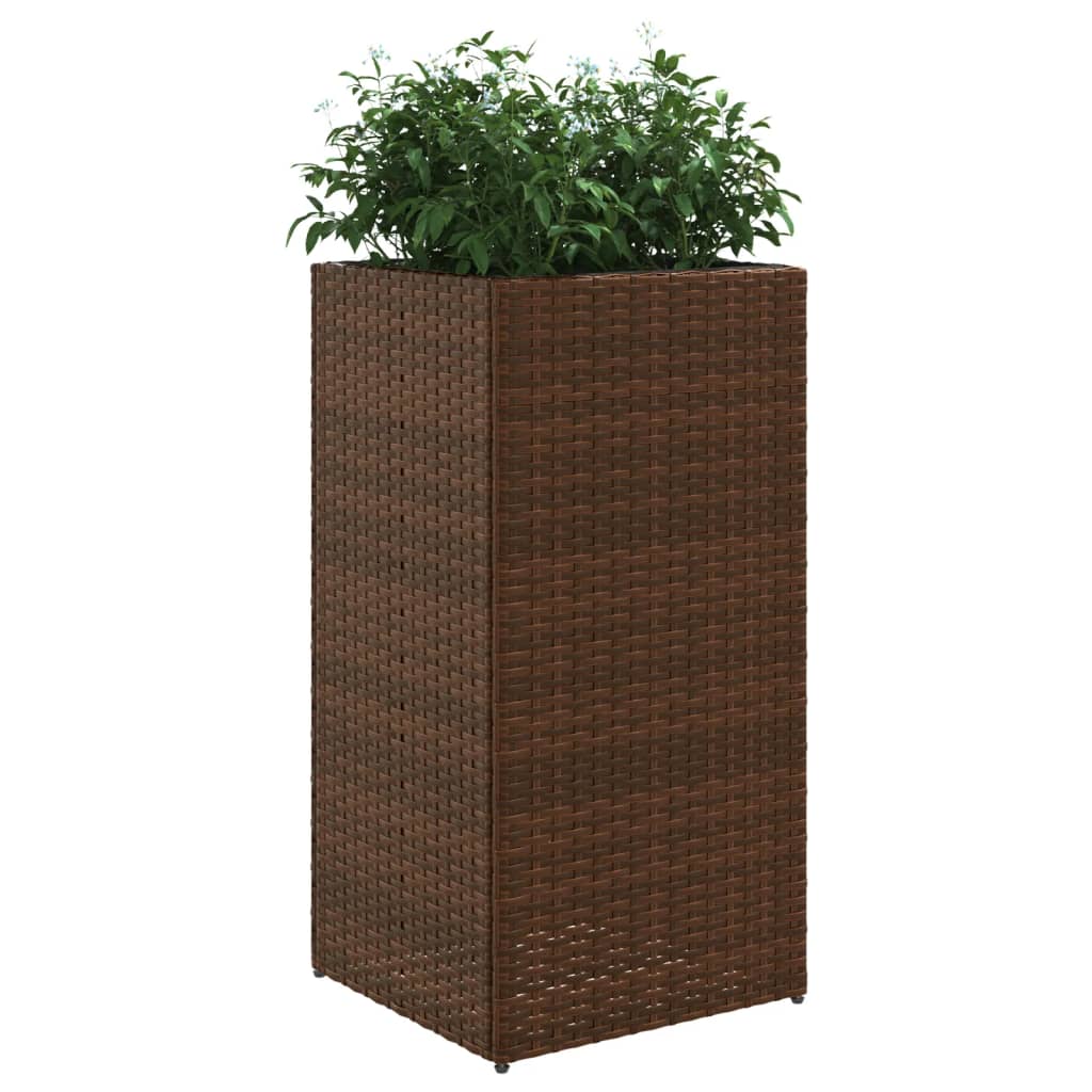 vidaXL Ζαρντινιέρα Κήπου Καφέ 40x40x80 εκ. από Συνθετικό Ρατάν - Image 4