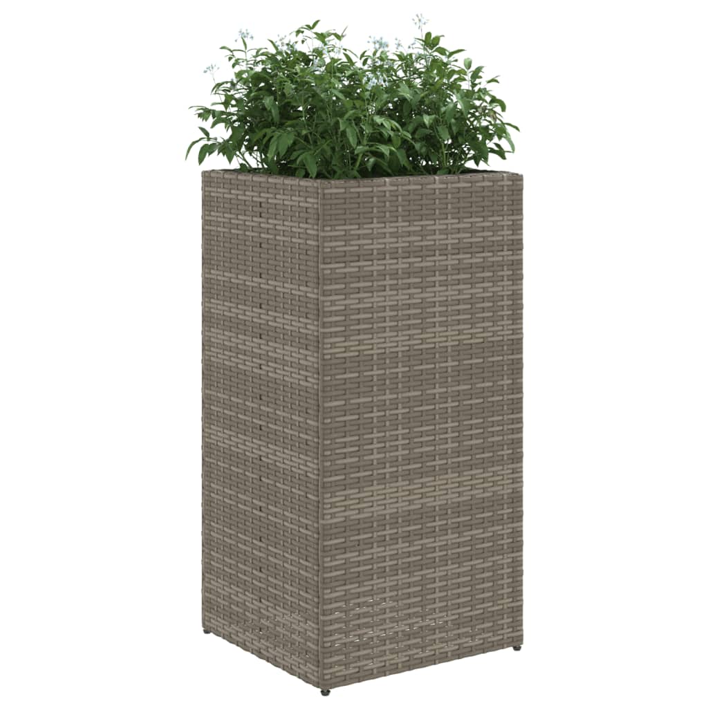 vidaXL Ζαρντινιέρα Κήπου Γκρι 40x40x80 εκ. από Συνθετικό Ρατάν - Image 4