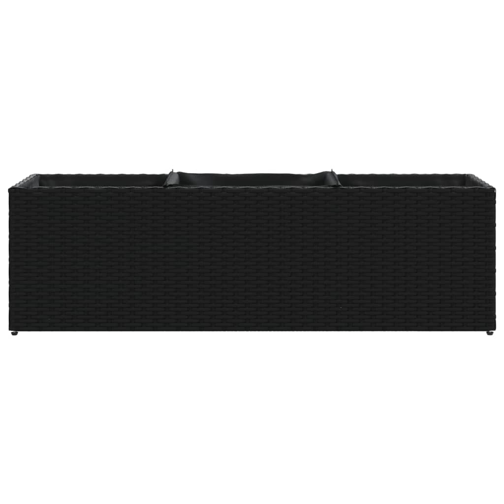 vidaXL Ζαρντινιέρα Κήπου Μαύρη 105x30x32 εκ. Συνθ. Ρατάν με 3 Γλάστρες - Image 5
