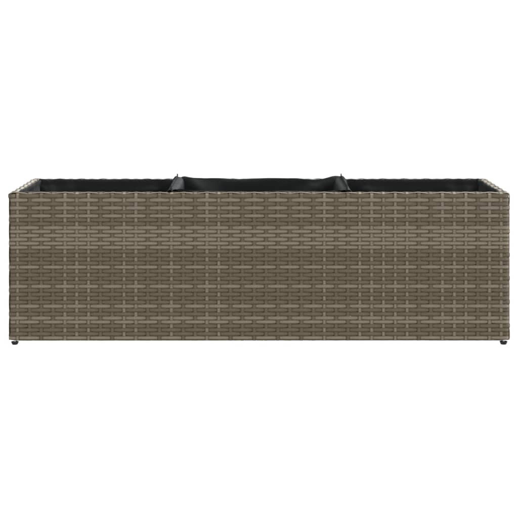 vidaXL Ζαρντινιέρα Κήπου Γκρι 105x30x32 εκ. Συνθ. Ρατάν με 3 Γλάστρες - Image 5