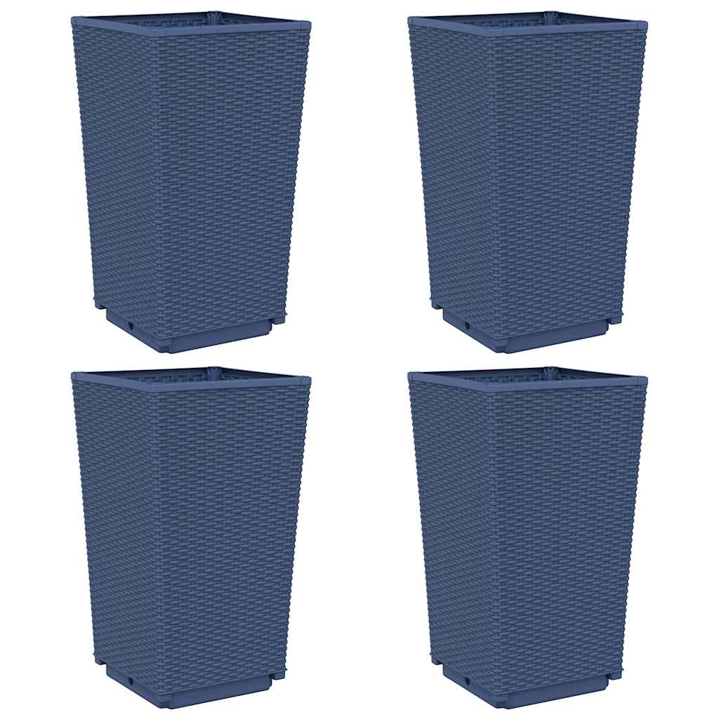 vidaXL Ζαρντινιέρες Κήπου 4 τεμ. Μπλε Γκρι 32,5x32,5x57 εκ. Πολυπροπυλένιο - Image 2