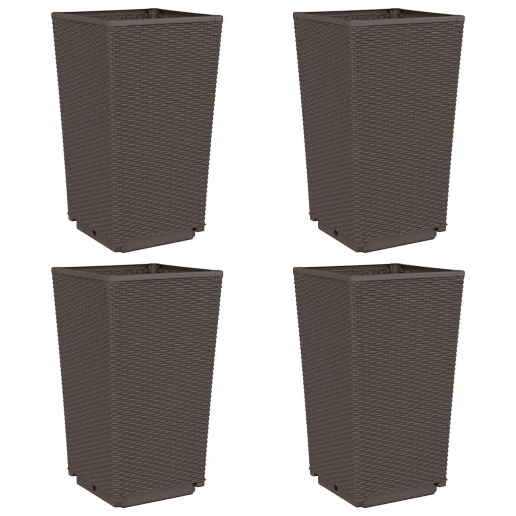 vidaXL Ζαρντινιέρες Κήπου 4 τεμ. Καφέ 32,5x32,5x57 εκ. Πολυπροπυλένιο - Image 2