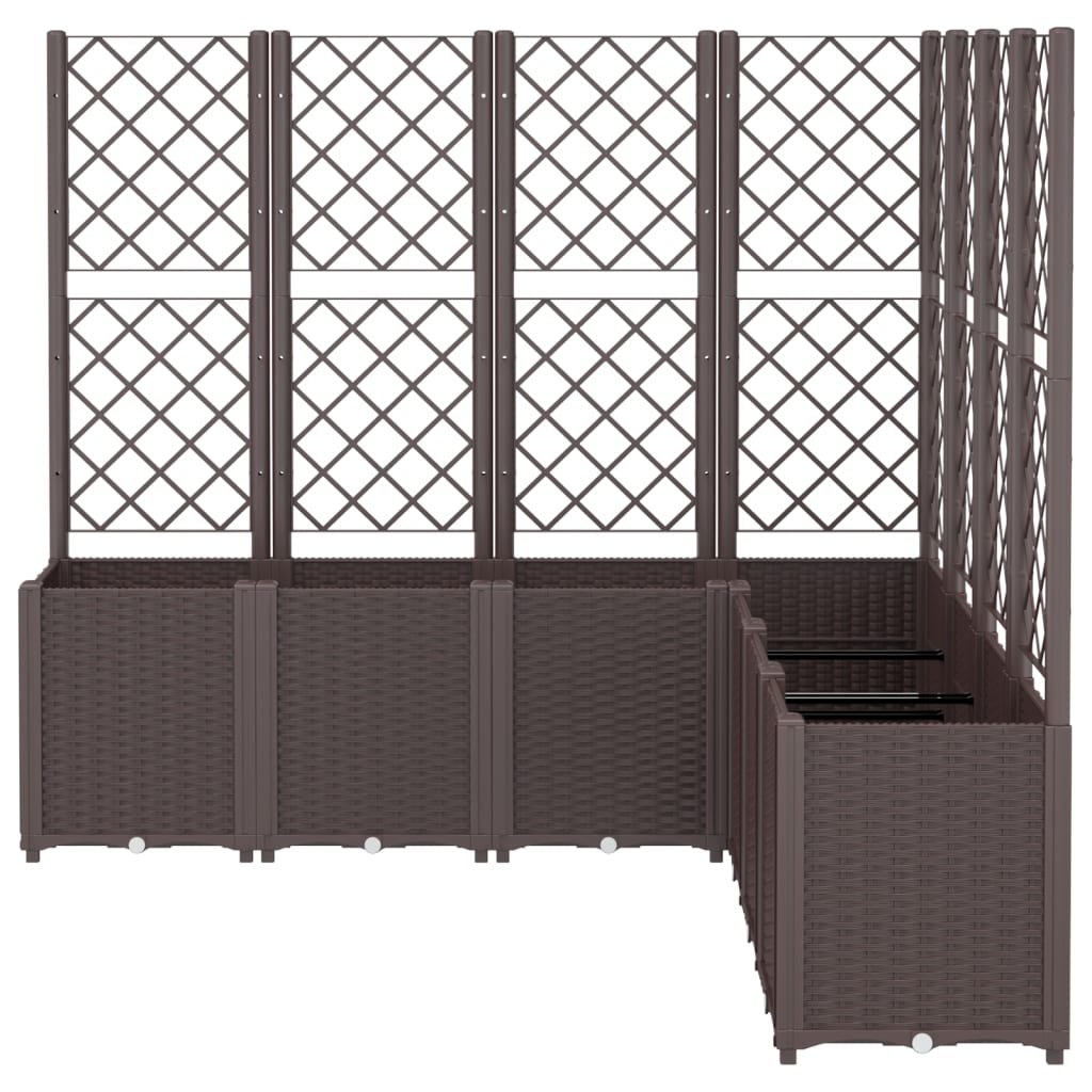 vidaXL Ζαρντινιέρα Κήπου με Καφασωτό Καφέ 160 x 160 x 140 εκ. από PP - Image 3