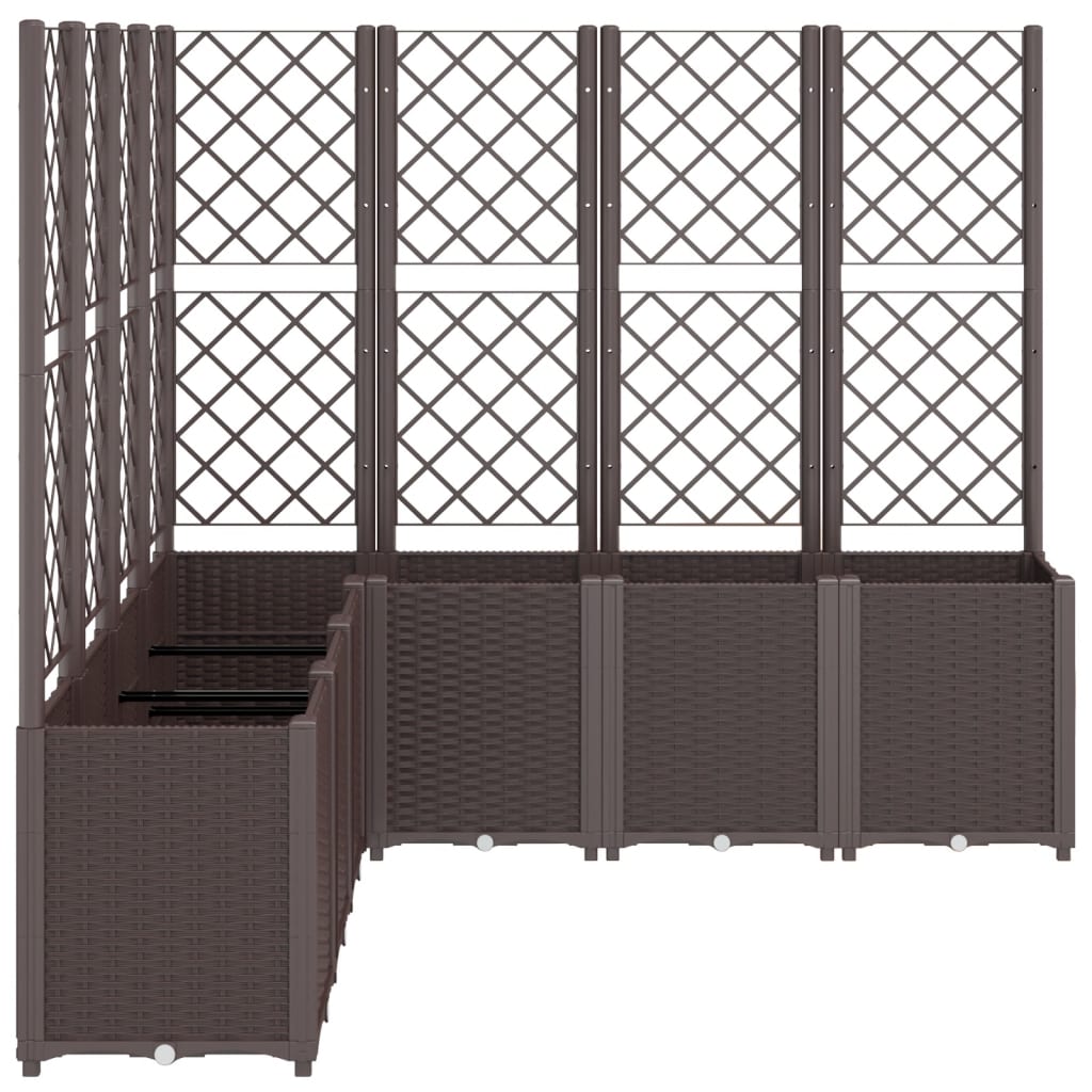 vidaXL Ζαρντινιέρα Κήπου με Καφασωτό Καφέ 160 x 160 x 140 εκ. από PP - Image 4