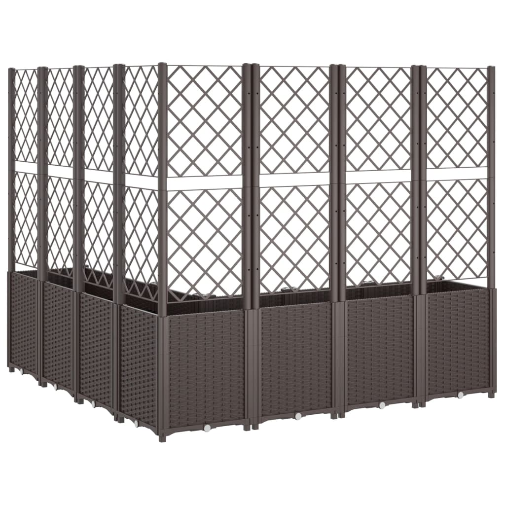 vidaXL Ζαρντινιέρα Κήπου με Καφασωτό Καφέ 160 x 160 x 140 εκ. από PP - Image 5
