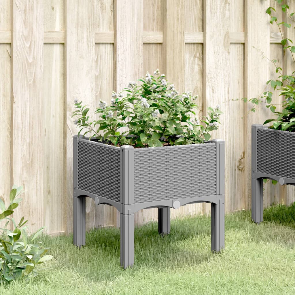 vidaXL Ζαρντινιέρα Κήπου με Πόδια Αν. Γκρι 40x40x42 εκ Πολυπροπυλένιο - Image 3