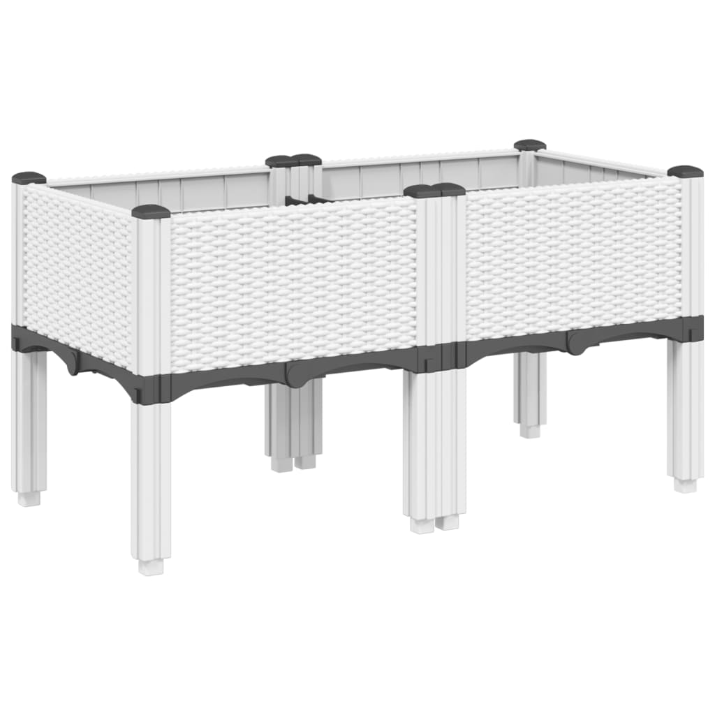 vidaXL Ζαρντινιέρα Κήπου με Πόδια Λευκή 80x40x42 εκ. Πολυπροπυλένιο - Image 2