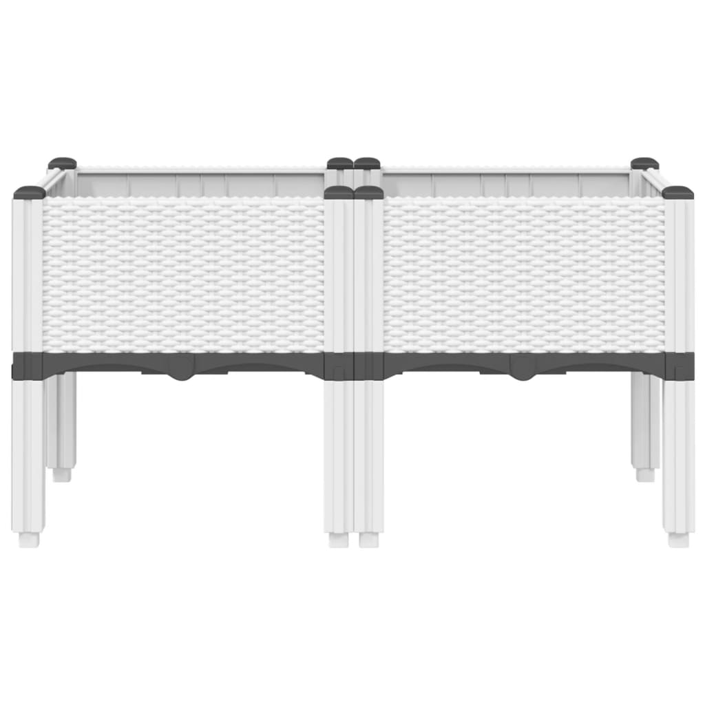 vidaXL Ζαρντινιέρα Κήπου με Πόδια Λευκή 80x40x42 εκ. Πολυπροπυλένιο - Image 3
