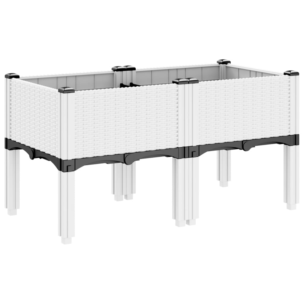 vidaXL Ζαρντινιέρα Κήπου με Πόδια Λευκή 80x40x42 εκ. Πολυπροπυλένιο - Image 5